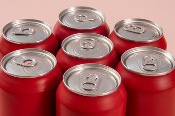 Cold red soda cans for conceptual use