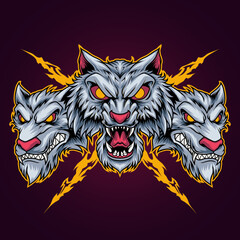 Three wolf head emblem