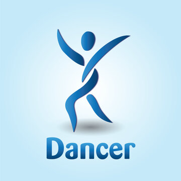Dancing figure ball room fitness sport dancer symbol concepts icon logo vector image design
