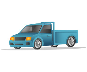 Flat isometric concept 3d illustration delivery truck pick up car