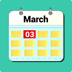 calendar vector drawing, date March 03 on the page