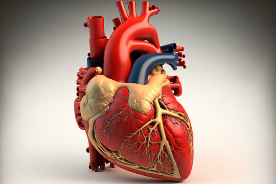 Isolated human heart with clipping route. Generative AI
