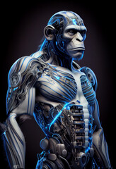 Futuristic cyborg chimpanze. generative AI