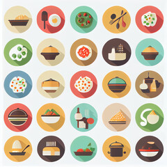 Food and drink icons. Generative AI
