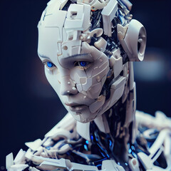 3d render of a robot head. Generative AI