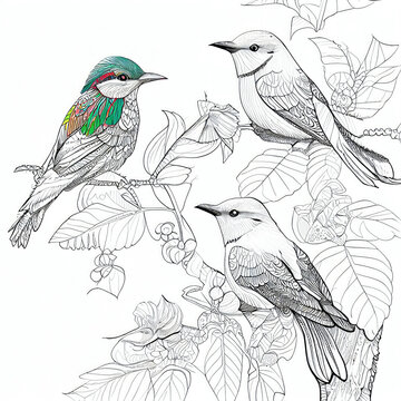 Illustration of a bird. Generative AI