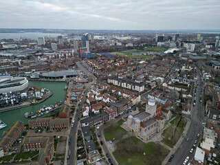 Fototapeta na wymiar Portsmouth Aerial View, Shot with Mini 3 Pro
