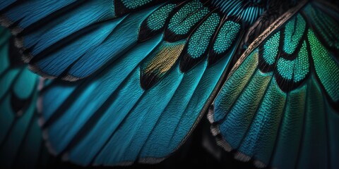 Butterfly Wings, Peacock Feathers, Closeup, Blue, Iridescent, Colorful, Background Wallpaper