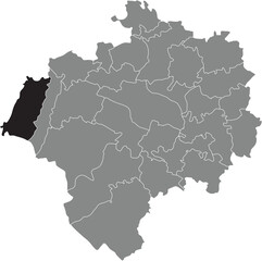 Black flat blank highlighted location map of the PIVITSHEIDE V. L. DISTRICT inside gray administrative map of DETMOLD, Germany