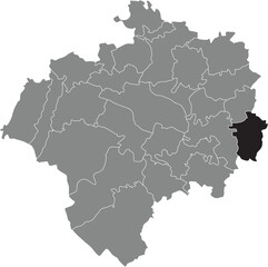 Black flat blank highlighted location map of the OBERSCHÖNHAGEN DISTRICT inside gray administrative map of DETMOLD, Germany