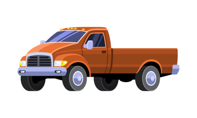 Modern copper off road pickup truck. Colorful vector illustration on white background