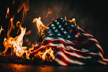 burning flag of the USA, Generative AI