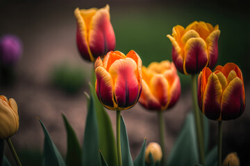 colorful tulip field, Generative AI