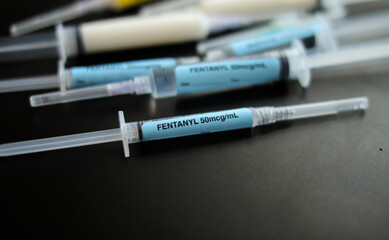 Fentanyl and Propofol Narcotic pandemic drug abuse with needles 