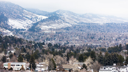 Fototapeta na wymiar Boulder Colorado, Winter Landscape, Chautauqua Park View