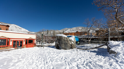 Wagner Park, Aspen Colorado, Downtown Aspen February 2023