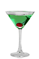Green Cocktail with Cherry