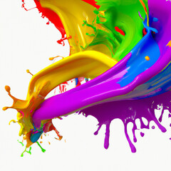 Fototapeta premium Illustration of splashed of paint across a white background (created with Generative AI)