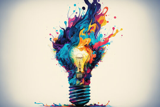 Light bulb creative thinking, light bulb illustration, and presenting light bulb notion. Generative AI
