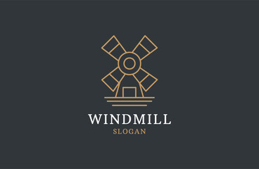Windmill Premium Vector Logo Badge. Best Design Template Logo.
