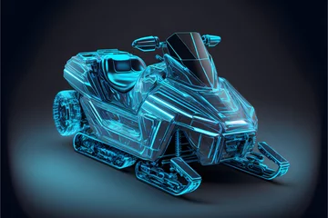 Fotobehang Hologram of snowmobile created with generative AI technology © Neuroshock