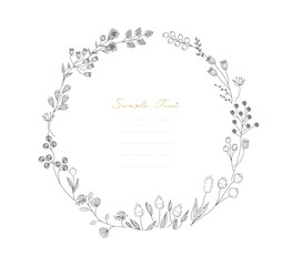 ドライフラワー 丸フレーム ロゴ 円形 植物 ボタニカル 