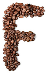 Alphabet letter of Brazilian black coffee beans