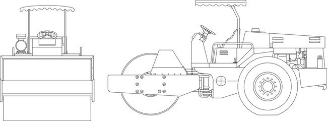 Vector illustration sketch of a farm implement tractor