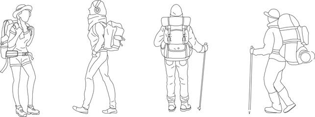 Vector illustration sketch of a mountain climber adventurous traveler