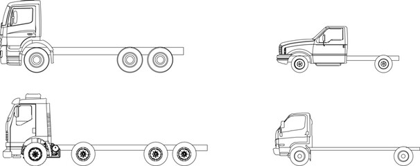 Vector sketch illustration of tow trucks collection
