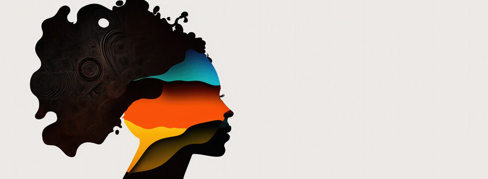 Silhouette of African women on a clean background. Black history month BHM and Black live matter BML concept. Digital illustration created with Generative AI.