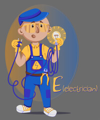 electrician
Illustration of occupations in alphabetical order for children's books or professions day.Letter 