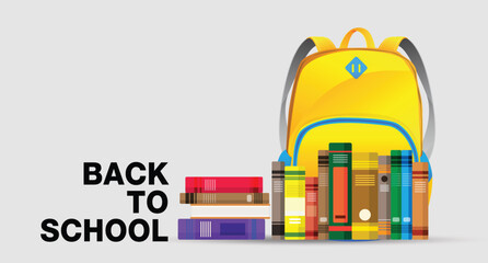 Back to school, school bag on background, Education Concept, Vector illustration