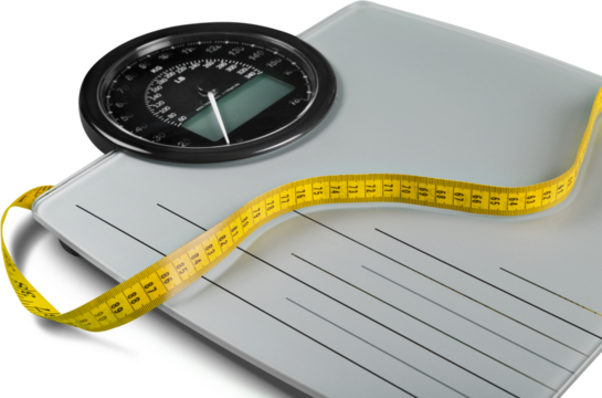 A Measuring Tape on a Weight Scale