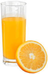 Orange Juice in a glass with slice fruit