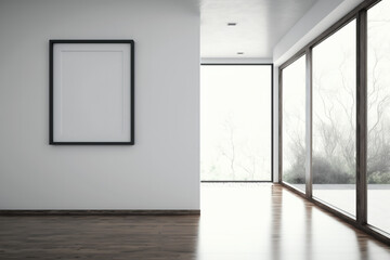 Empty Picture Frame in Modern House, White Wall in Empty House, Clean, Simple, Photo Mockup, Art Mockup, Digital Download