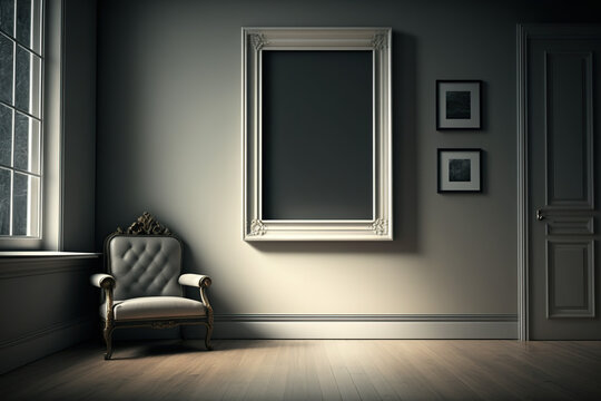 Empty Picture Frame in House, Art Gallery, Photo Mockup, Art Mockup in Fancy House, Clean, Simple, Digital Download