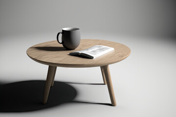 Mockup of a coffee table on a white background. Generative AI