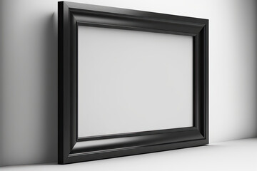 Realistic horizontal black picture frame isolated on white background. . Generative AI