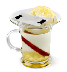 Glass of Tea with Tea Bag and Cinnamon Stick