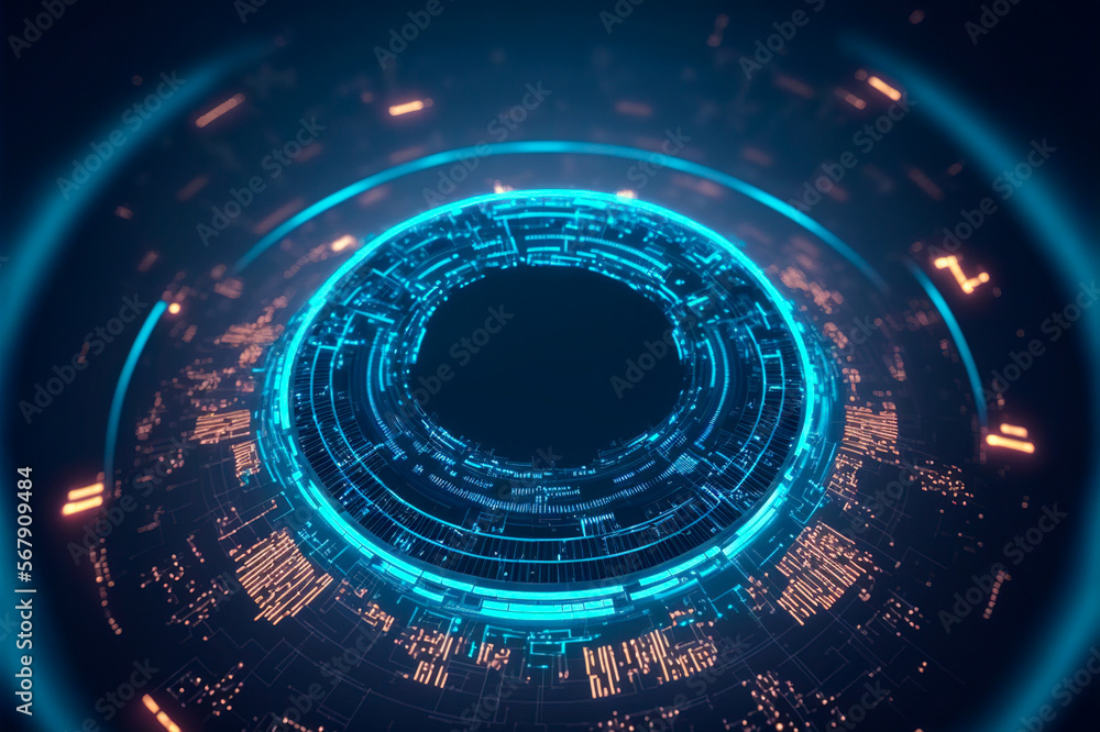 Poster futuristic technology concept. circular hud element virtual reality of big data. cyber system securi