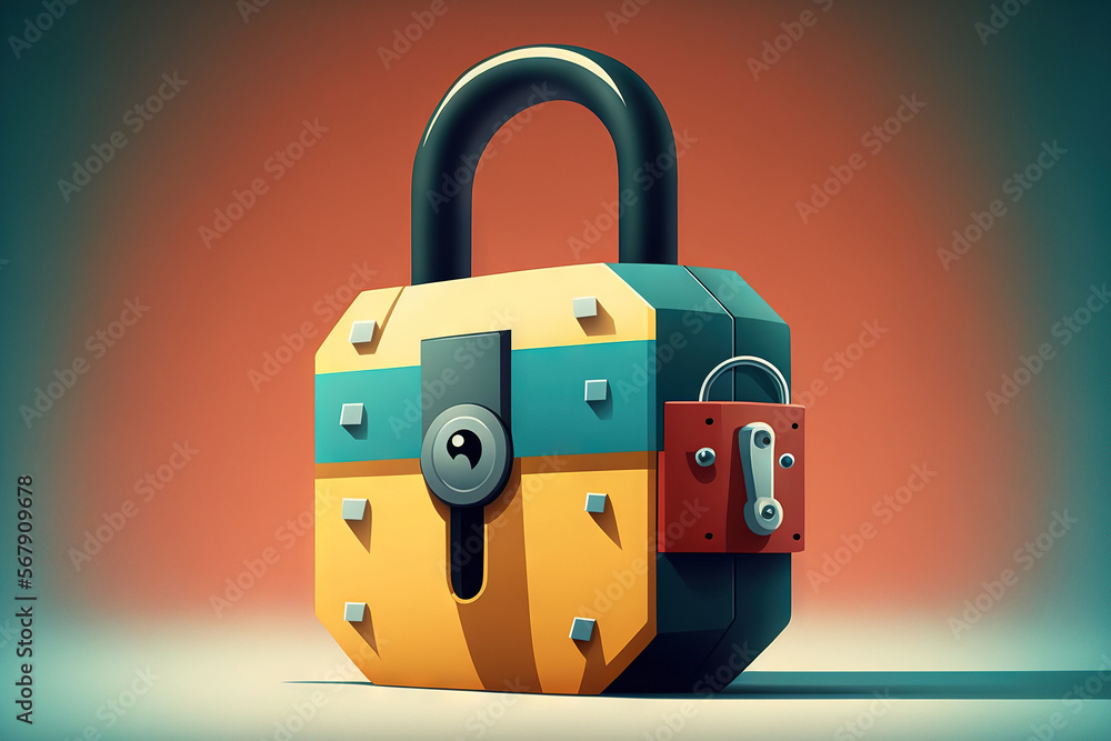 Poster background security and safety idea with a padlock. generative ai