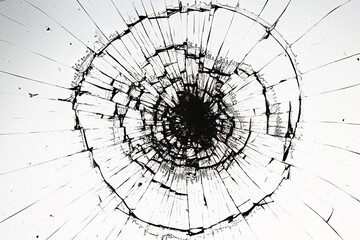 cracks on the glass impact on the glass, abstract background broken window damage