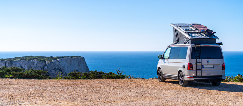 The new 2021 Volkswagen VW Transporter Camping Van T6.1 California Ocean in the coastal Nature