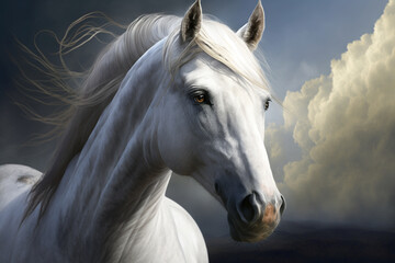 Fototapeta na wymiar White Horse Portrait