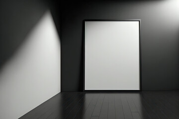 Blank black wall with space for your poster or advertising campaign text above wooden floor. , mockup. Generative AI
