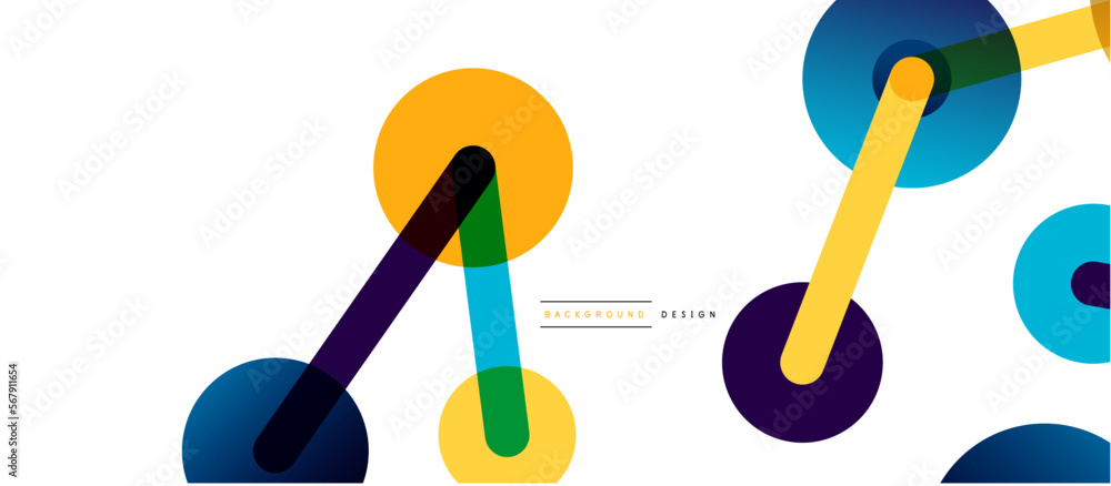 Poster Line points connections geometric abstract background. Circles connected by lines. Trendy techno business template for wallpaper, banner, background or landing