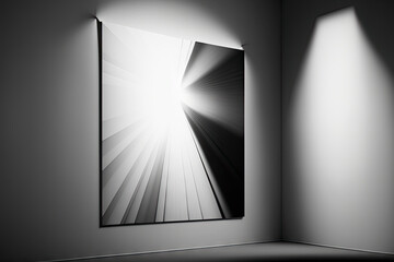 Background of light on a white wall, black and white. Generative AI