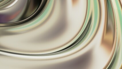 Green and gold swirling metal plate beautiful reflection Abstract, dramatic, modern, luxurious and exclusive 3D rendering graphic design element background material
