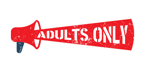 Megaphone adults only. grunge vintage adults only square stamp. adults only stamp.